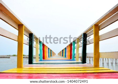 Colorful the bridge at sea