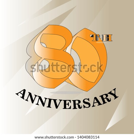 80 years anniversary sign or emblem. Template for celebration and congratulation design. 80th anniversary label. Vector illustration.