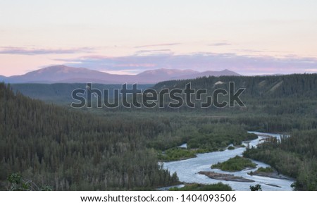 Pictures at sunrise above the river on the Klutina Lake Road in Alaska