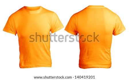 Orange men's shirt template, front and back design
