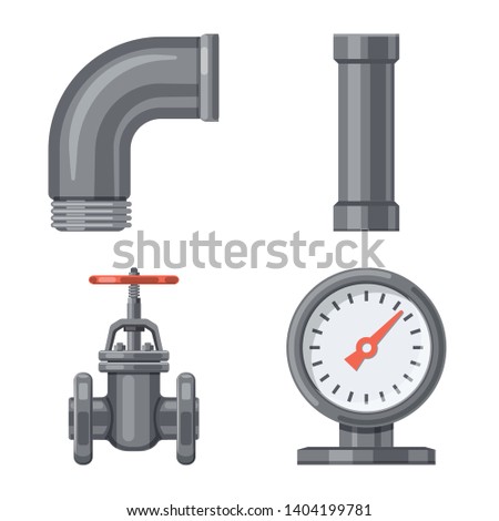 Vector design of pipe and tube sign. Set of pipe and pipeline stock symbol for web.
