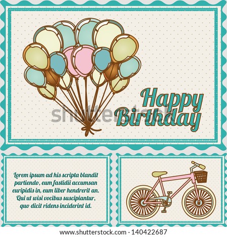 happy birthday postcard over dotted background vector illustration