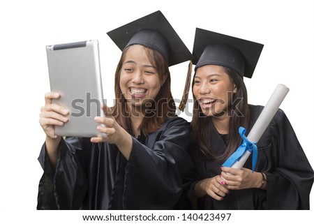 Three friends celebrating graduation