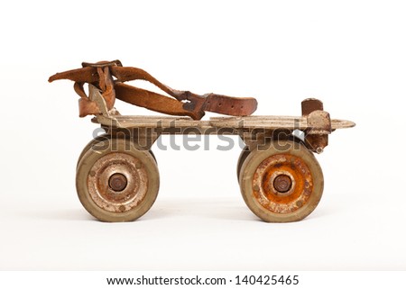 antique roller skate isolated on white side view