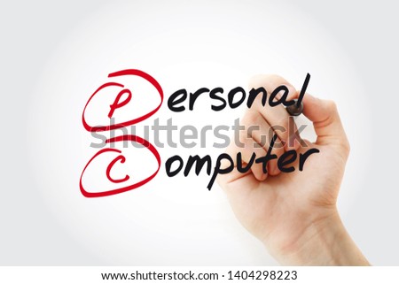 Hand writing Personal Computer, with marker, concept background