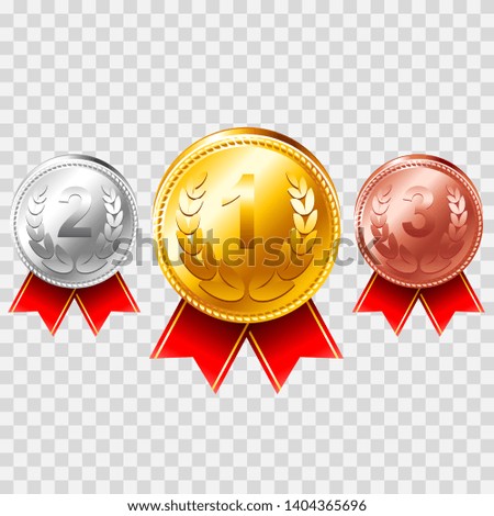Gold silver bronze medals. isolated photo realistic vector set