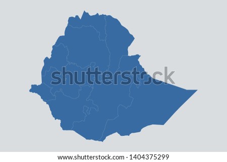 Ethiopia map on gray background vector, Ethiopia Map Outline Shape Blue on White Vector Illustration. Map of Africa. Symbol for your web site design map logo. app,ui. eps10.