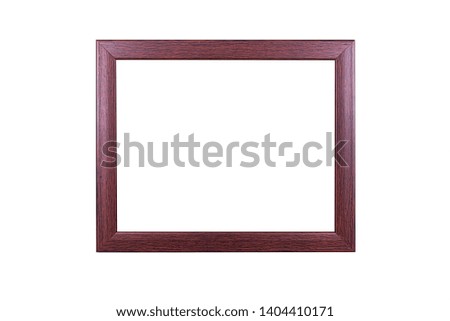 Isolated brown wooden picture frame on white background