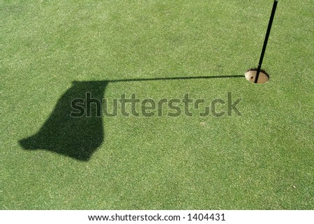 Golf green with flag