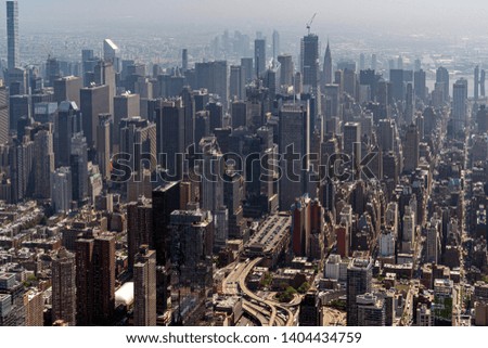 new york city manhattan aerial view from helicopter