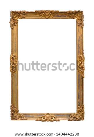 Golden frame for a picture isolated on a white background