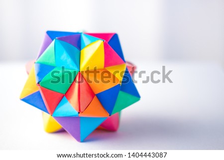 Multi Colored icosahedron Origami or Papaer art