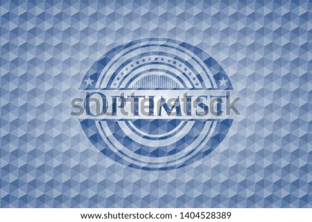 Optimist blue emblem with geometric pattern background. Vector Illustration. Detailed.
