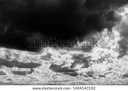 clouds in the dark sky, rain clouds, monochrome background