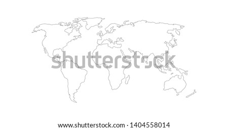 Vector Linear World Map, editable stroke. vector illustration isolated on white background. Royalty-Free Stock Photo #1404558014