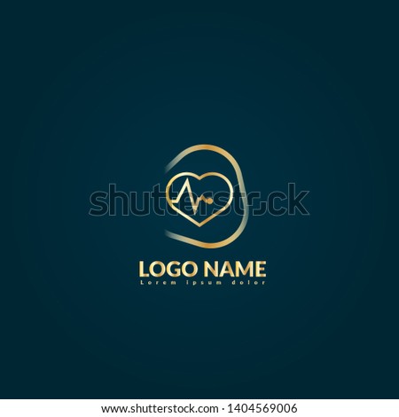 gold pulse heart Logo Template Design.pulse icon 