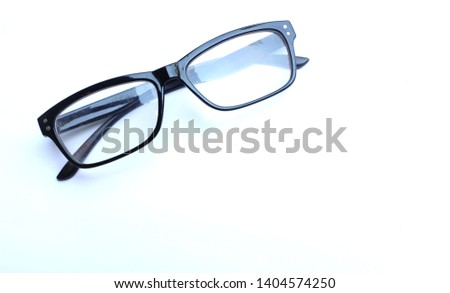 close up round black Eye Glasses on white Background