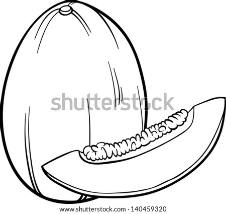 Black and White Cartoon Vector Illustration of Melon Fruit Food Object for Coloring Book