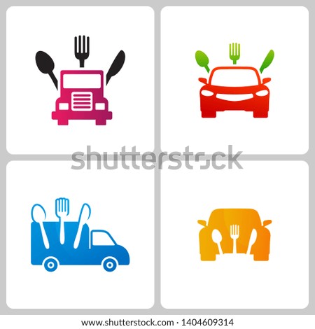 Set of Food Delivery Logo Template Design Vector, Emblem, Design Concept, Creative Symbol, Icon