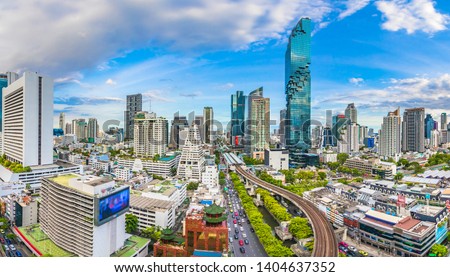 City view of Bangkok city  and subway station Thailand Royalty-Free Stock Photo #1404637352