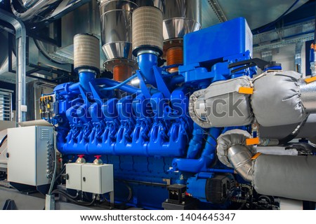 Generator. Diesel and gas industrial electric generator. Royalty-Free Stock Photo #1404645347