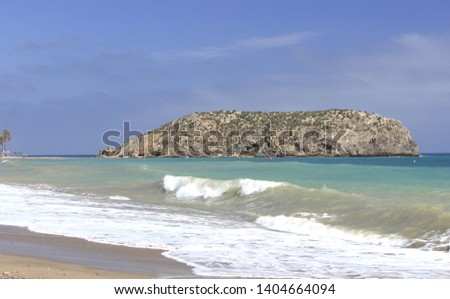 photography of the tourist area of the beaches of Mazarrón in Murcia, Spain, near of strange rock formations formed by erosion in Bolnuevo, Spain,