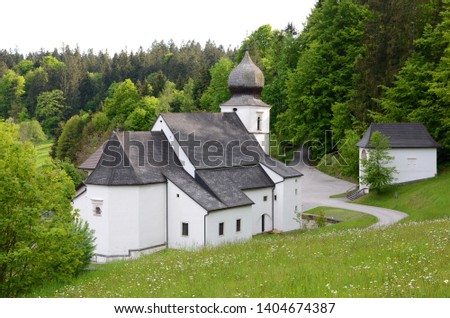 The picture shows the church St. Wolfgang am Stein in Aigen-Schlägl in Upper Austria