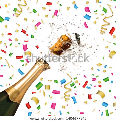 Colorful Confetti, celebration, Happy New year, Champagne, Party - image