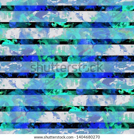 Watercolor seamless texture, background: blue, white, black, navy. Color strips, brush. Beautiful stroke, splash, abstract spot. Vintage watercolor pattern of plants, herbs,dried leaves.