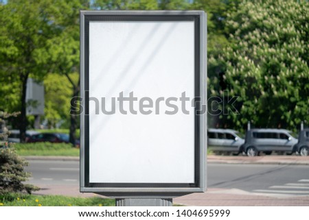 Blank billboard outdoors, outdoor advertising, public information board on city road