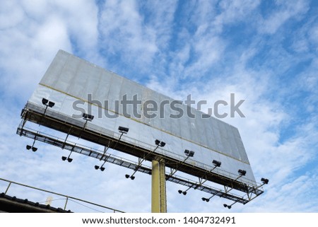Billboard blank mockup and template empty frame for logo or text on clouds background