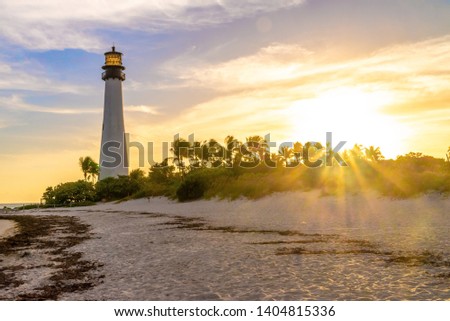 Cape Florida Lighthouse and Lantern in Bill Baggs State Park in ,Florida Royalty-Free Stock Photo #1404815336