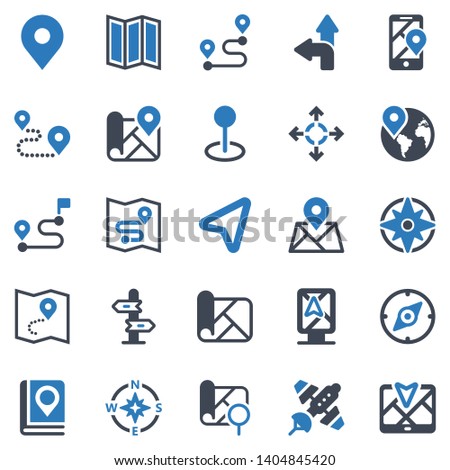  Map & Location Icon Set - 1 (Blue Series)