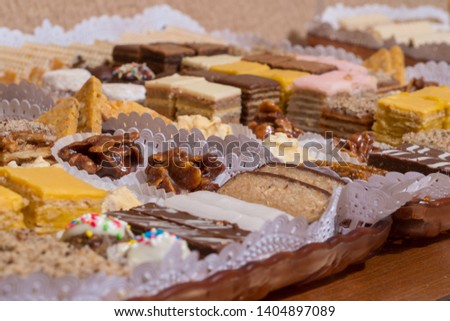 Traditional Serbian pastries and sweets Royalty-Free Stock Photo #1404897089