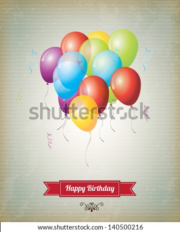 happy birthday over grunge background vector illustration