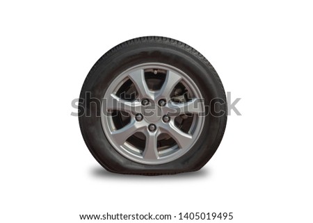 New flat tire tires, safety separated from the background, cliping part Royalty-Free Stock Photo #1405019495