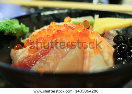 sashimi rice bowl food photo 