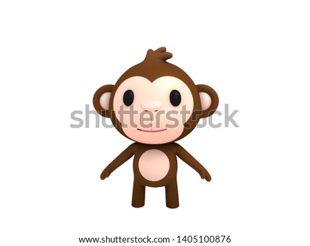 Cartoon Monkey in 3D rendering.