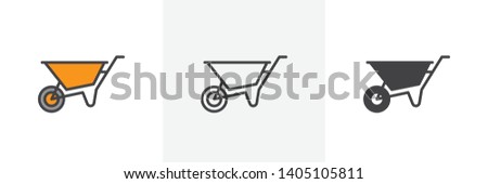 Wheelbarrow cart icon. Line, glyph and filled outline colorful version, Wheel barrow outline and filled vector sign. Symbol, logo illustration. Different style icons set. Vector graphics Royalty-Free Stock Photo #1405105811