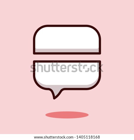 Cartoon bubble speech and think icon.  Thought empty sticker with shadow for quote or sale