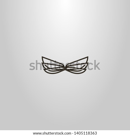 black and white simple line art vector sign of six wings of dragonfly or butterfly