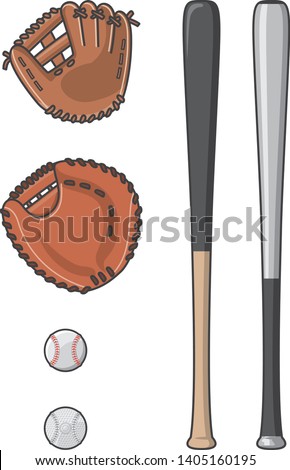 Image illustration of baseball equipment set