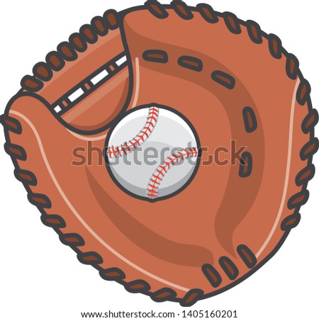 Baseball ball in the catcher's mitt