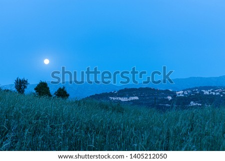 This capture of the landscape was taken under the moon light and you can see the cold tone color of blue that make a beautiful mood to the picture