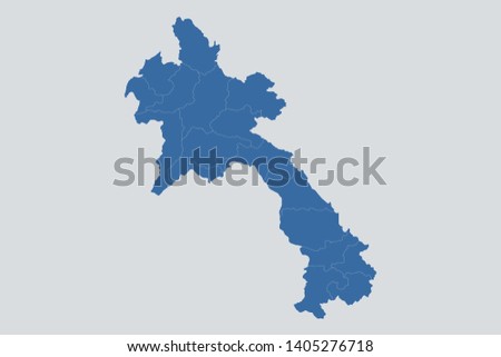 laos map on gray background vector, laos Map Outline Shape Blue on White Vector Illustration, Map of Asia. Symbol for your web site design map logo. app, ui, eps10.