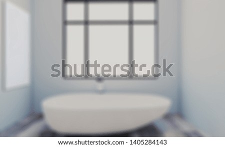 Abstract blur phototography. Clean and fresh bathroom with natural light. 3D rendering.. Blank paintings.  Mockup.