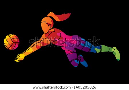 Woman volleyball player action cartoon graphic vector
