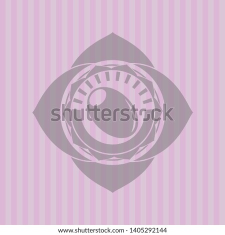 olive icon inside pink emblem. Retro
