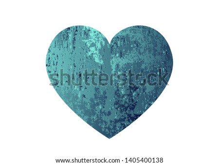 Turquoise heart with gradient and abstract texture isotated on white background. Element for greeting card, Valentine's Day, wedding. Creative concept. Vector illustration
