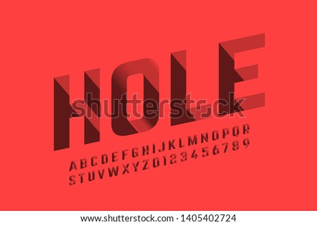 Isometric 3d font design, three-dimensional alphabet letters and numbers vector illustration Royalty-Free Stock Photo #1405402724